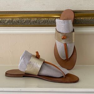 ITALIAN Joie ALaPlage Gold & Tan Sandals;Made in Italy;USA Size 7.5/8;Italy 38.5